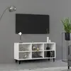 Image de vidaXL Meuble TV avec pieds en métal Blanc 103,5x30x50 cm