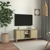 Image de vidaXL Meuble TV avec pieds en bois massif Chêne sonoma 103,5x35x50 cm