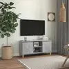 Image de vidaXL Meuble TV avec pieds en bois massif Gris béton 103,5x35x50 cm