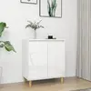 Image de vidaXL Buffet avec pieds en bois blanc brillant bois d'ingénierie