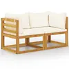 Image de vidaXL Banc de jardin à 2 places avec coussins blanc crème