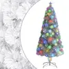 Image de vidaXL Arbre de Noël artificiel pré-éclairé blanc 150 cm fibre optique