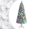 Image de vidaXL Arbre de Noël artificiel pré-éclairé blanc 210 cm fibre optique