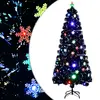 Image de vidaXL Sapin de Noël et flocons de neige LED Noir 180 cm Fibre optique