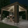 Image de vidaXL Tonnelle avec double toit et lumières LED 3x3x2,7 m Taupe