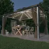 Image de vidaXL Tonnelle avec rideau et lumières LED 4x3 m Taupe Aluminium