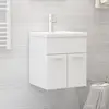 Image de vidaXL Armoire d'évier avec lavabo intégré Blanc Aggloméré