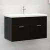 Image de vidaXL Armoire d'évier avec lavabo intégré Noir Aggloméré