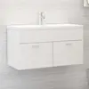 Image de vidaXL Armoire d'évier avec lavabo intégré Blanc Aggloméré