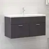 Image de vidaXL Armoire d'évier avec lavabo intégré Gris brillant Aggloméré