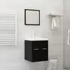 Image de vidaXL Ensemble de meubles de salle de bain Noir Aggloméré