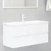 Image de vidaXL Armoire d'évier avec lavabo intégré Blanc Aggloméré