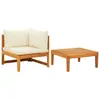 Image de vidaXL Salon de jardin 2 pcs avec coussins blanc crème Bois d'acacia