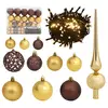 Image de vidaXL Set de boules de Noël avec pic et 150 LED 60 pcs Doré et bronze