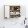 Image de vidaXL Armoire à miroir de salle de bain 80x15x60cm MDF Blanc et chêne