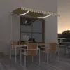 Image de vidaXL Auvent automatique capteur de vent/LED 350x250cm Jaune et blanc
