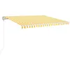 Image de vidaXL Auvent Automatique avec Capteur de Vent et LED Store de Balcon Jardin Patio Terrasse Extérieur Ombrage des Fenêtres 450x350 cm Jaune et Blanc