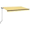 Image de vidaXL Auvent Automatique avec Capteur de Vent et LED Store de Balcon Jardin Patio Terrasse Extérieur Ombrage des Fenêtres 450x350 cm Jaune et Blanc
