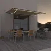 Image de vidaXL Auvent manuel rétractable avec LED 500x350 cm Jaune et blanc