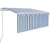 Image de vidaXL Auvent Automatique avec Store et LED et Capteur de Vent Banne Pliable Jardin Balcon Terrasse Protection contre Rayons UV 3x2,5 m Bleu et Blanc