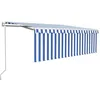 Image de vidaXL Auvent automatique rétractable avec store 4x3 m Bleu et blanc