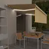 Image de vidaXL Auvent rétractable manuel avec store LED 5x3 m Jaune et blanc
