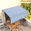 Image de vidaXL Auvent manuel rétractable avec store 4x3 m Bleu et blanc