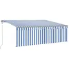 Image de vidaXL Auvent automatique rétractable avec store 4,5x3 m Bleu et blanc