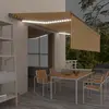 Image de vidaXL Auvent rétractable manuel avec store LED 5x3 m Jaune et blanc