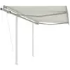 Image de vidaXL Auvent rétractable automatique et poteaux 3x2,5 m Crème