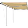 Image de vidaXL Auvent rétractable automatique et poteaux 3x2,5m Jaune et blanc