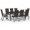 Image de vidaXL Ensemble à manger de jardin 9 pcs aluminium noir