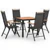 Image de vidaXL Ensemble à manger de jardin 5 pcs aluminium noir