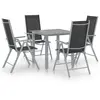 Image de vidaXL Ensemble à manger de jardin 5 pcs aluminium argenté et noir