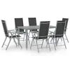 Image de vidaXL Ensemble à manger de jardin 7 pcs aluminium argenté et noir