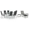 Image de vidaXL Ensemble à manger de jardin 10 pcs noir et argenté