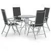 Image de vidaXL Ensemble à manger de jardin 5pcs aluminium et textilène argenté