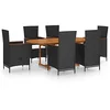 Image de vidaXL Ensemble à manger de jardin 7 pcs Résine tressée Noir