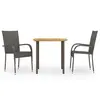 Image de vidaXL Ensemble à manger de jardin 3pcs Résine tressée Marron
