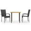 Image de vidaXL Ensemble à manger de jardin 3pcs Résine tressée Noir