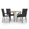 Image de vidaXL Ensemble à manger de jardin 5 pcs Résine tressée Noir