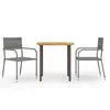 Image de vidaXL Ensemble à manger de jardin 3 pcs Résine tressée Gris