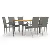 Image de vidaXL Ensemble à manger de jardin 7 pcs Résine tressée Gris