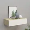 Image de vidaXL Étagère murale à tiroirs en chêne et blanc 40 x 23,5 x 10 cm MDF
