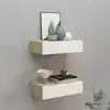 Image de vidaXL Étagères à tiroir murales 2 pcs Chêne et blanc 40x23,5x10cm MDF