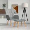 Image de vidaXL Chaise de relaxation avec tabouret Gris clair Tissu