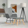 Image de vidaXL Chaise à bascule avec tabouret Gris clair Tissu