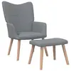 Image de vidaXL Chaise de relaxation avec tabouret Gris clair Tissu