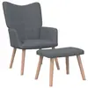 Image de vidaXL Chaise de relaxation avec tabouret Gris foncé Tissu