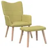 Image de vidaXL Chaise de relaxation avec tabouret Vert Tissu
